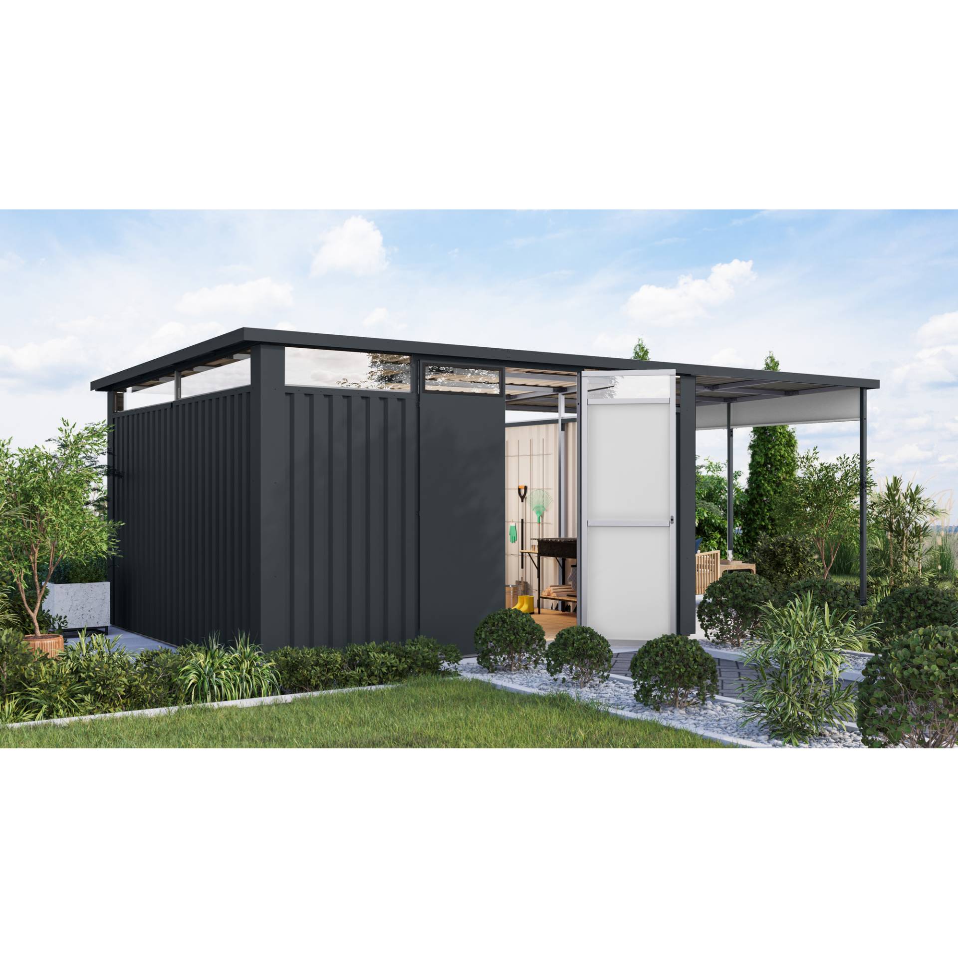 Karibu Metallgerätehaus-Set 'Polaris' anthrazit 594 x 220 x 343 cm Karibu Metallgerätehaus-Set 'Polaris' anthrazit 594 x 220 x 343 cm von Karibu