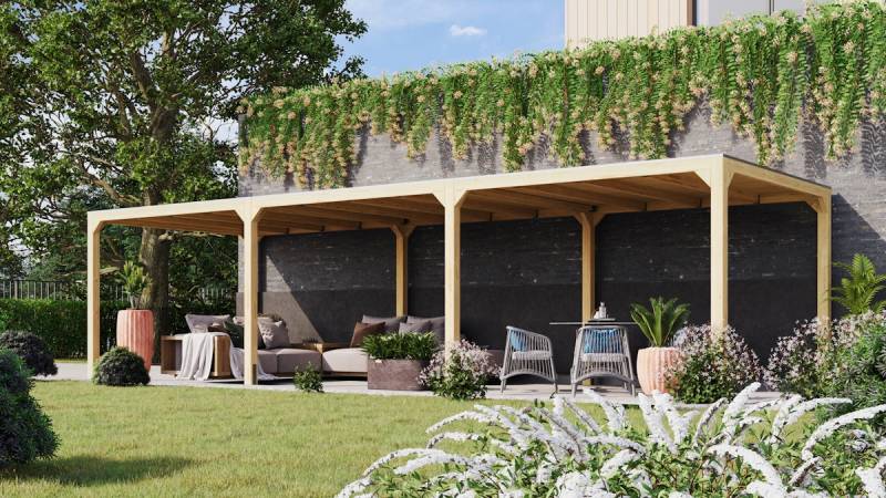 Karibu Pavillon Cubus mit Flachdach inkl. 2 Verlängerungspaketen inkl. gratis H-Pfostenanker von Karibu