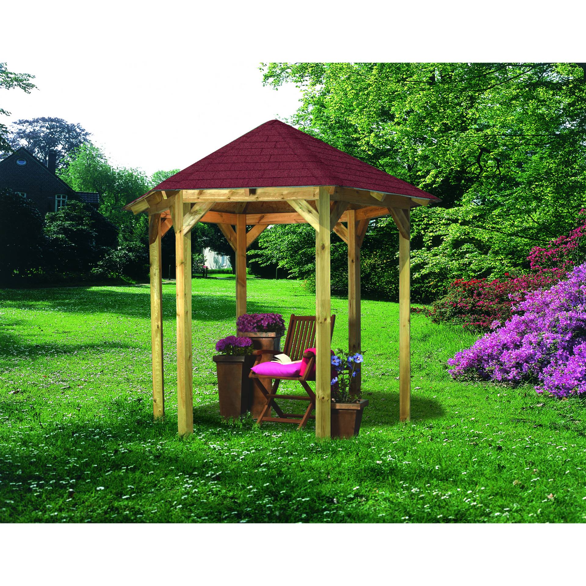 Karibu Pavillon 'Lissabon' naturfarben 235 x 208 x 199 cm von Karibu