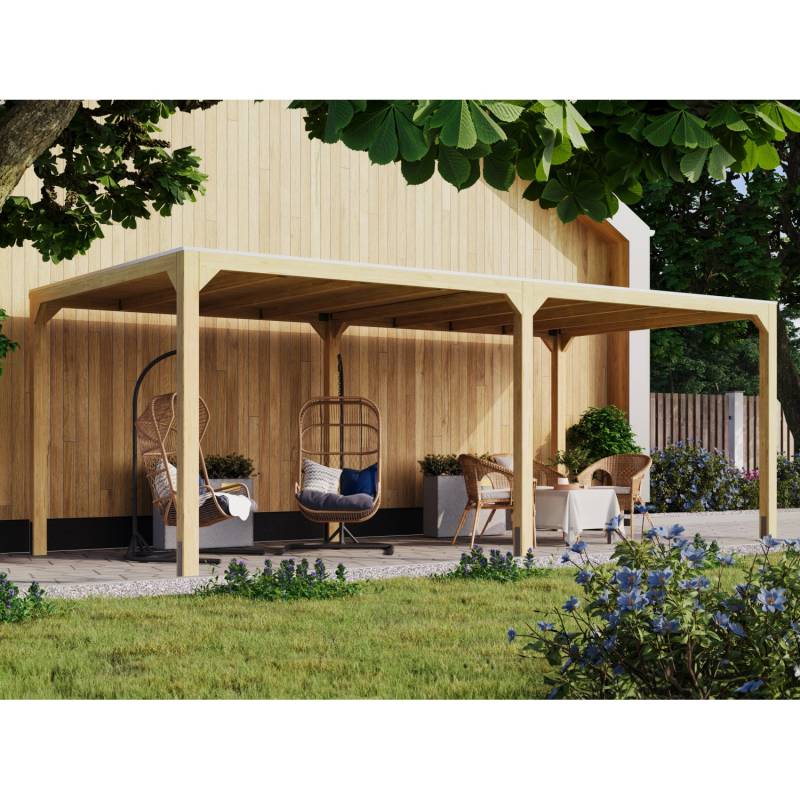 Karibu Pavillon Set Fyrkant Naturbelassen mit einer Verlängerung von Karibu