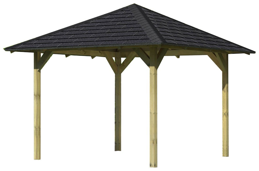 Karibu Pavillon Sevilla, (Set), BxTxH: 340x340x290 cm, mit schwarzen Dachschindeln von Karibu