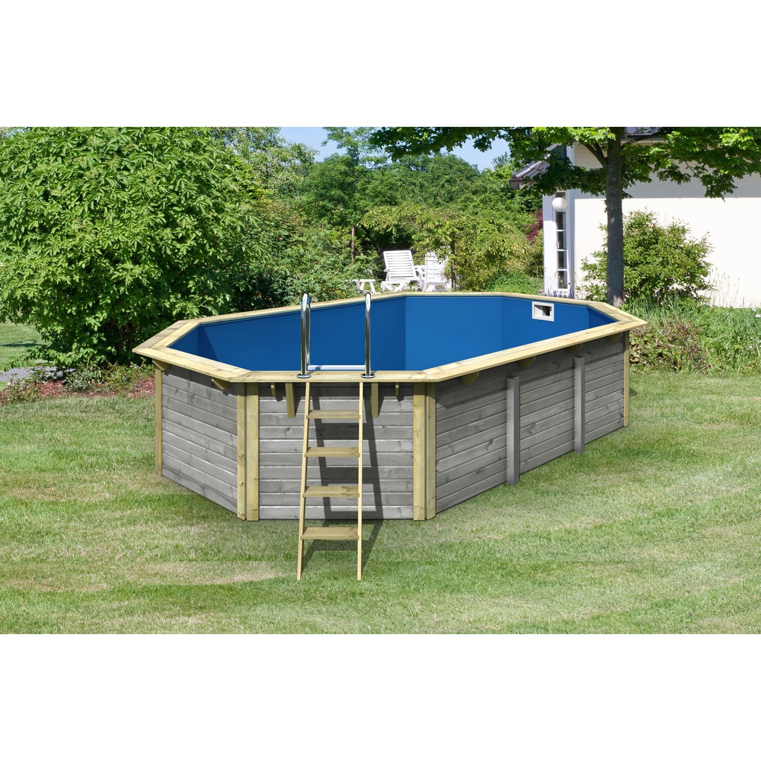 Karibu Pool X4 Wassergrau Innenhülle Blau von Karibu