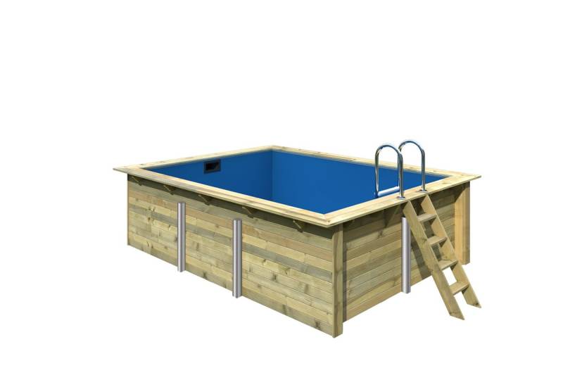 Karibu Rechteck Pool Gr. 2 - 350 x 440 cm - kesseldruckimprägniert Sparset mit Filteranlage Grundkörper ohne Terrasse von Karibu
