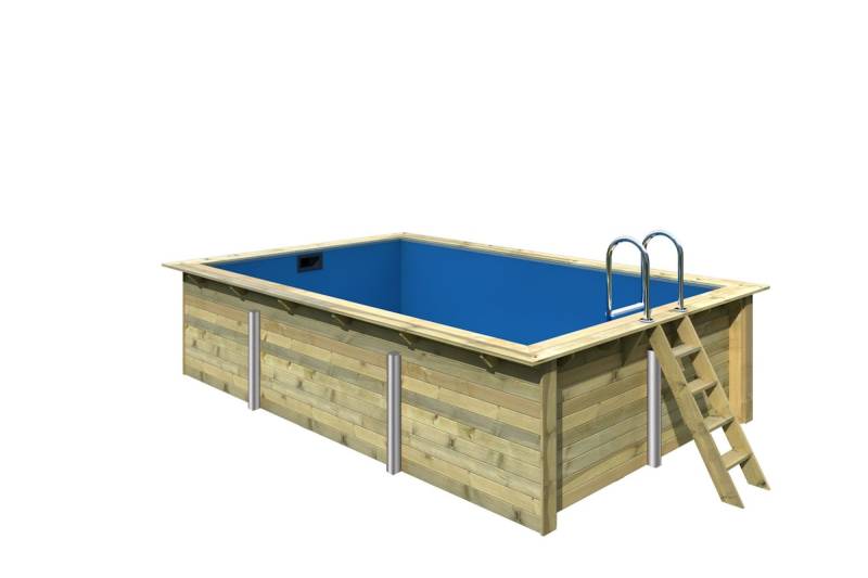 Karibu Rechteck Pool Gr. 3 - 350 x 530 cm - kesseldruckimprägniert Sparset mit Filteranlage Grundkörper ohne Terrasse von Karibu