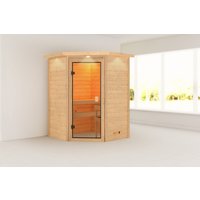 Karibu Sauna ""Anni" mit bronzierter Tür und Kranz, naturbelassen" aus hochwertiger nordischer Fichte Karibu Sauna ""Anni" mit bronzierter Tür und Kranz, naturbelassen" aus hochwertiger nordischer Fichte von Karibu