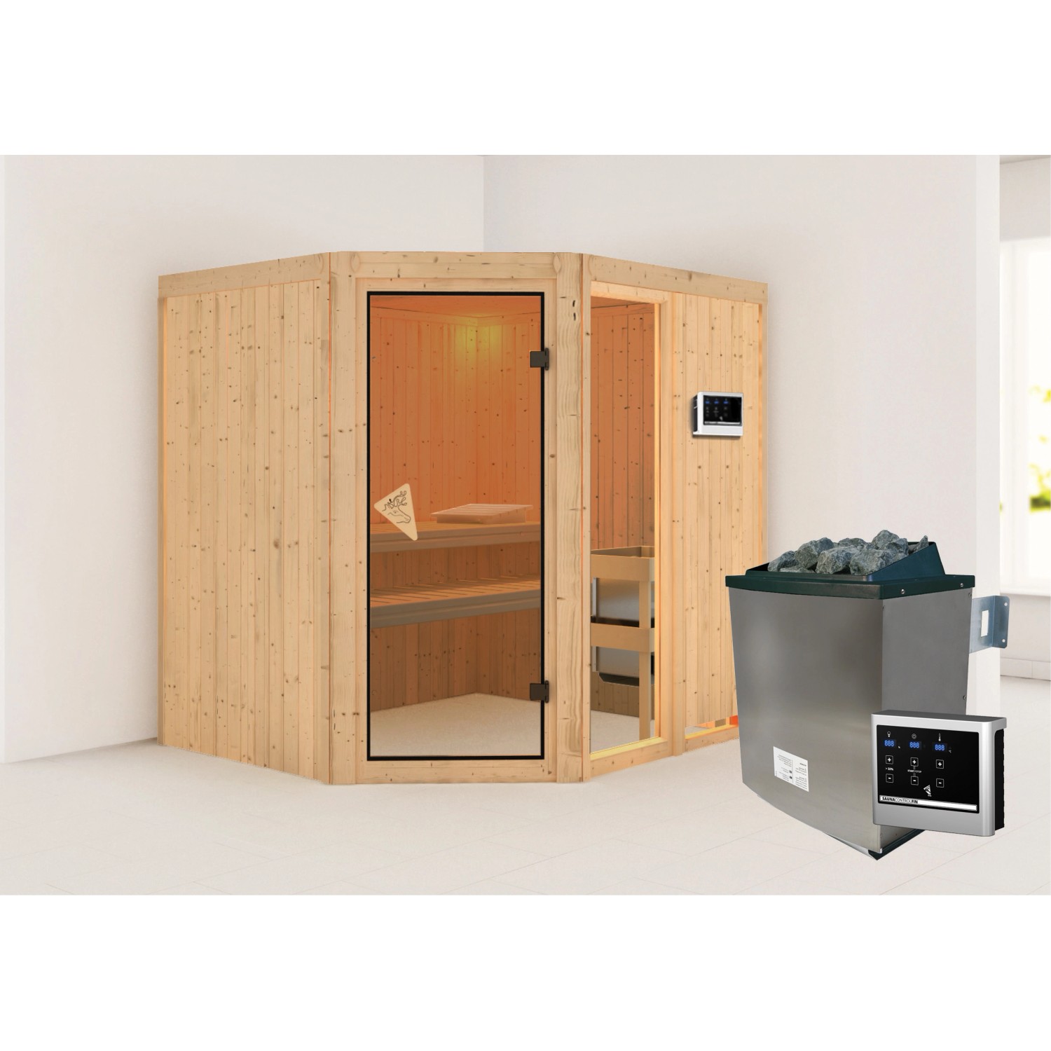 Karibu Sauna Freyja 2 Edelstahlmit Ofen externe Stg.Natur Karibu Sauna Freyja 2 Edelstahlmit Ofen externe Stg.Natur von Karibu