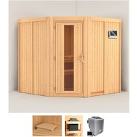 Karibu Sauna "Jarla", (Set), 9-kW-Bio-Ofen mit externer Steuerung von Karibu