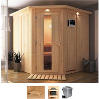 Karibu Sauna "Jarla", (Set), 9-kW-Bio-Ofen mit externer Steuerung von Karibu