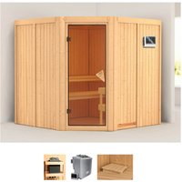 Karibu Sauna "Jarla", (Set), 9-kW-Bio-Ofen mit externer Steuerung von Karibu