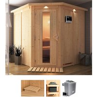 Karibu Sauna "Jarla", (Set), 9-kW-Ofen mit externer Steuerung von Karibu