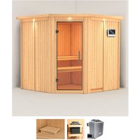 Karibu Sauna "Jarla", (Set), 9-kW-Ofen mit externer Steuerung von Karibu