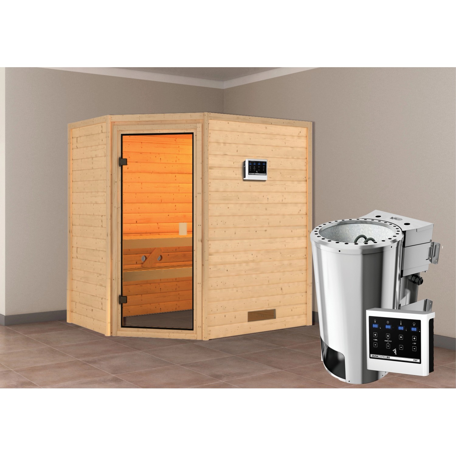 Karibu Sauna Jella mit Bio-Ofen externe Stg.Natur Karibu Sauna Jella mit Bio-Ofen externe Stg.Natur von Karibu
