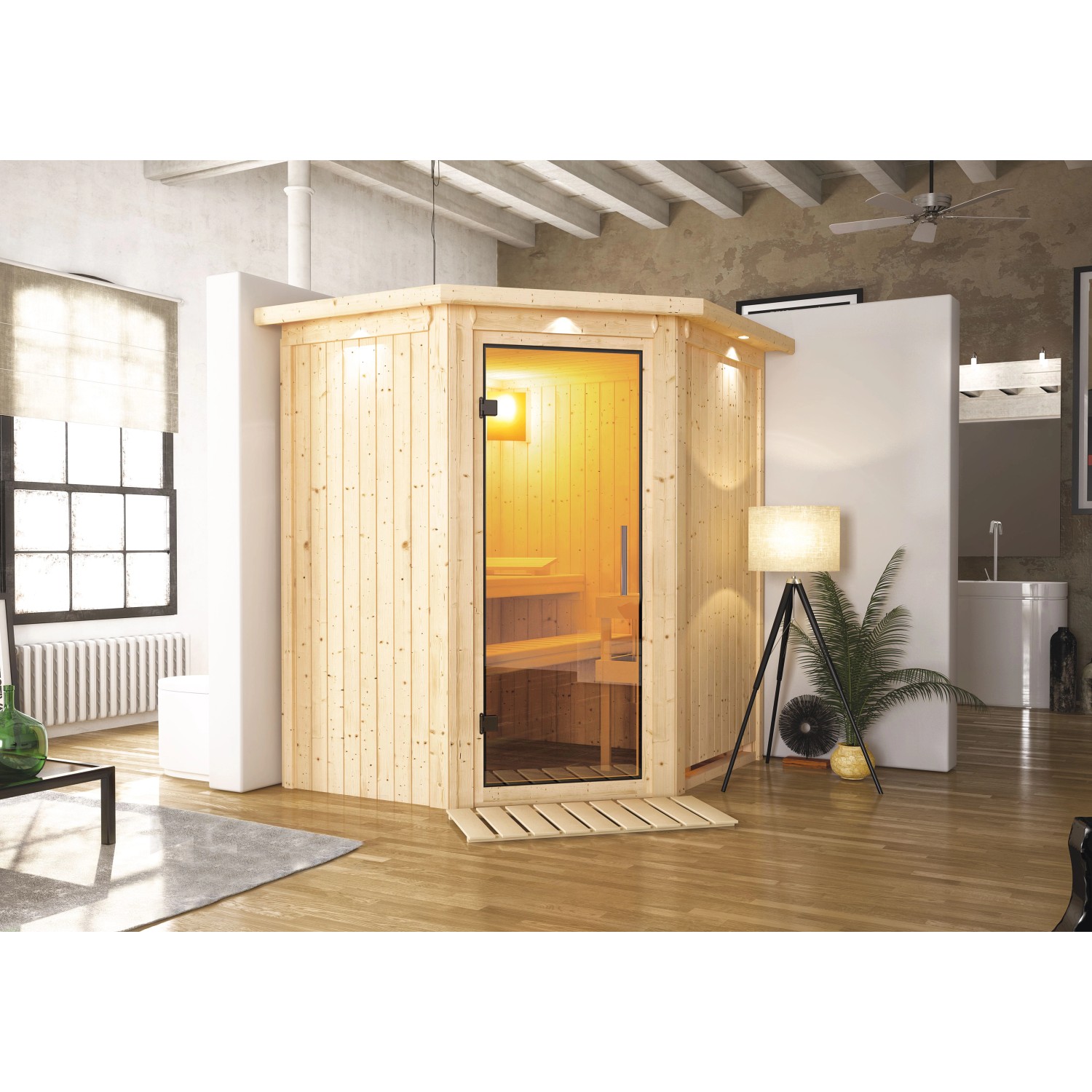 Karibu Sauna LED-Dachkranz Natur Karibu Sauna LED-Dachkranz Natur von Karibu
