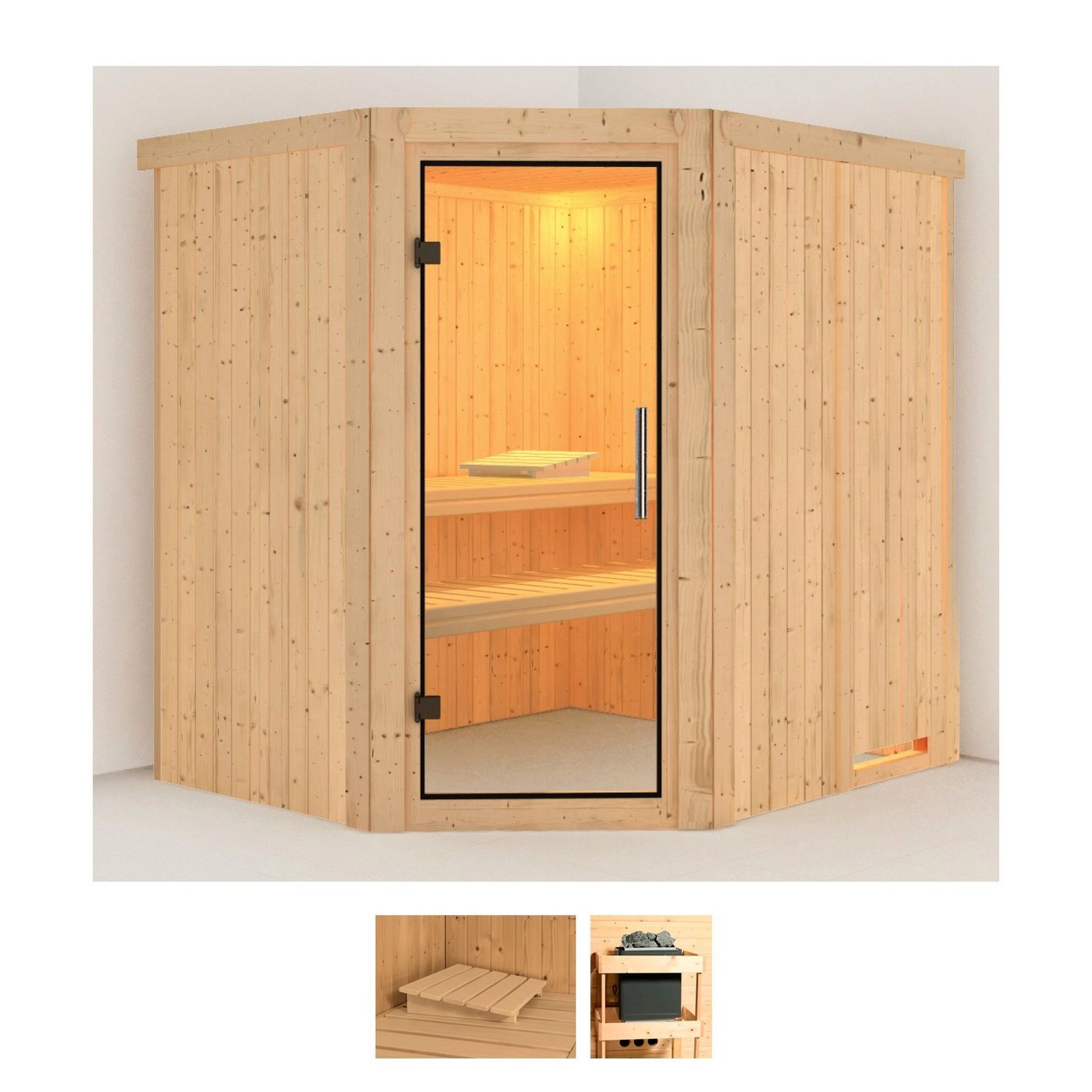 Karibu Sauna Laila, BxTxH: 196 x 170 x 198 cm, 68 mm, (Set) ohne Ofen von Karibu