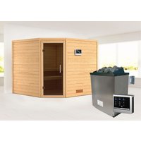 Karibu Sauna ""Leona" mit graphitfarbener Tür Ofen 9 KW externe Strg modern" von Karibu
