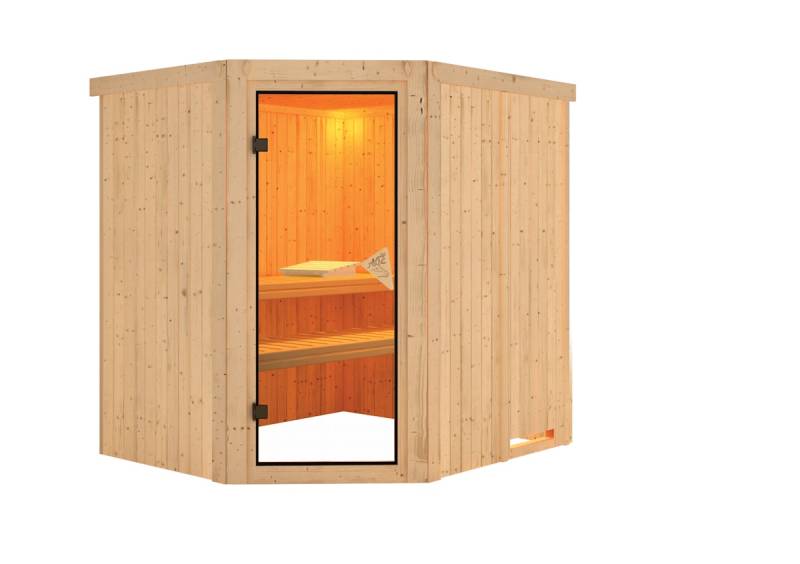 Karibu Sauna Lilja - 230 Volt-Ohne Ofen-Ohne Dachkranz von Karibu