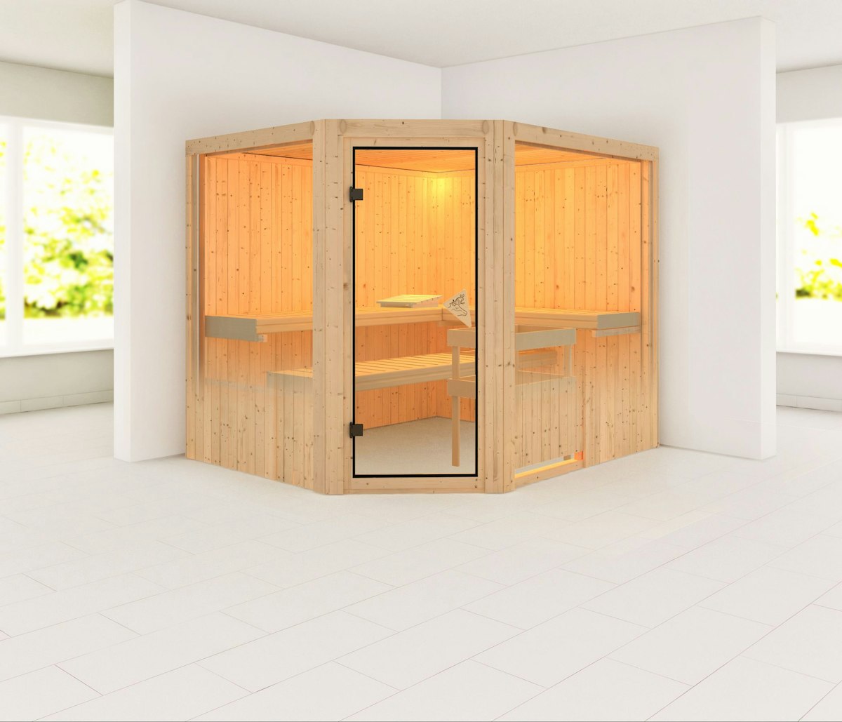 Karibu Sauna Malin-Ohne Ofen-Ohne Dachkranz von Karibu