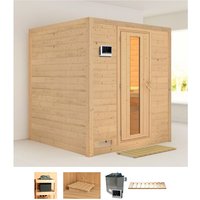 Karibu Sauna "Menja", (Set), 9-kW-Ofen mit externer Steuerung von Karibu