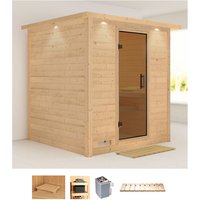 Karibu Sauna "Menja", (Set), 9-kW-Ofen mit integrierter Steuerung von Karibu