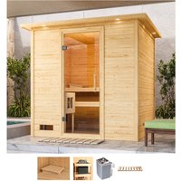 Karibu Sauna "Menja", (Set), 9-kW-Ofen mit integrierter Steuerung von Karibu