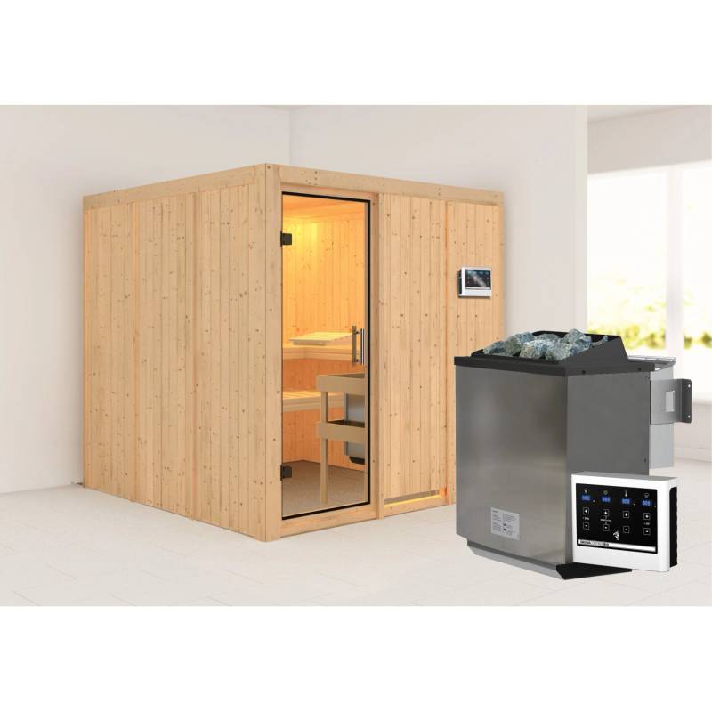 Karibu Sauna Rikka mit Bio-Ofen externe Stg.Easy Natur von Karibu