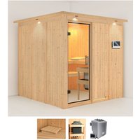 Karibu Sauna "Romina", (Set), 9-kW-Bio-Ofen mit externer Steuerung von Karibu