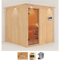 Karibu Sauna "Romina", (Set), 9-kW-Bio-Ofen mit externer Steuerung von Karibu