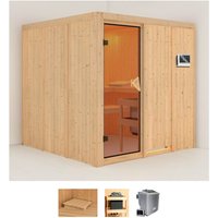 Karibu Sauna "Romina", (Set), 9-kW-Bio-Ofen mit externer Steuerung von Karibu