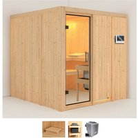 Karibu Sauna "Romina", (Set), 9-kW-Bio-Ofen mit externer Steuerung von Karibu