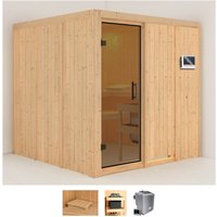 Karibu Sauna "Romina", (Set), 9-kW-Bio-Ofen mit externer Steuerung von Karibu