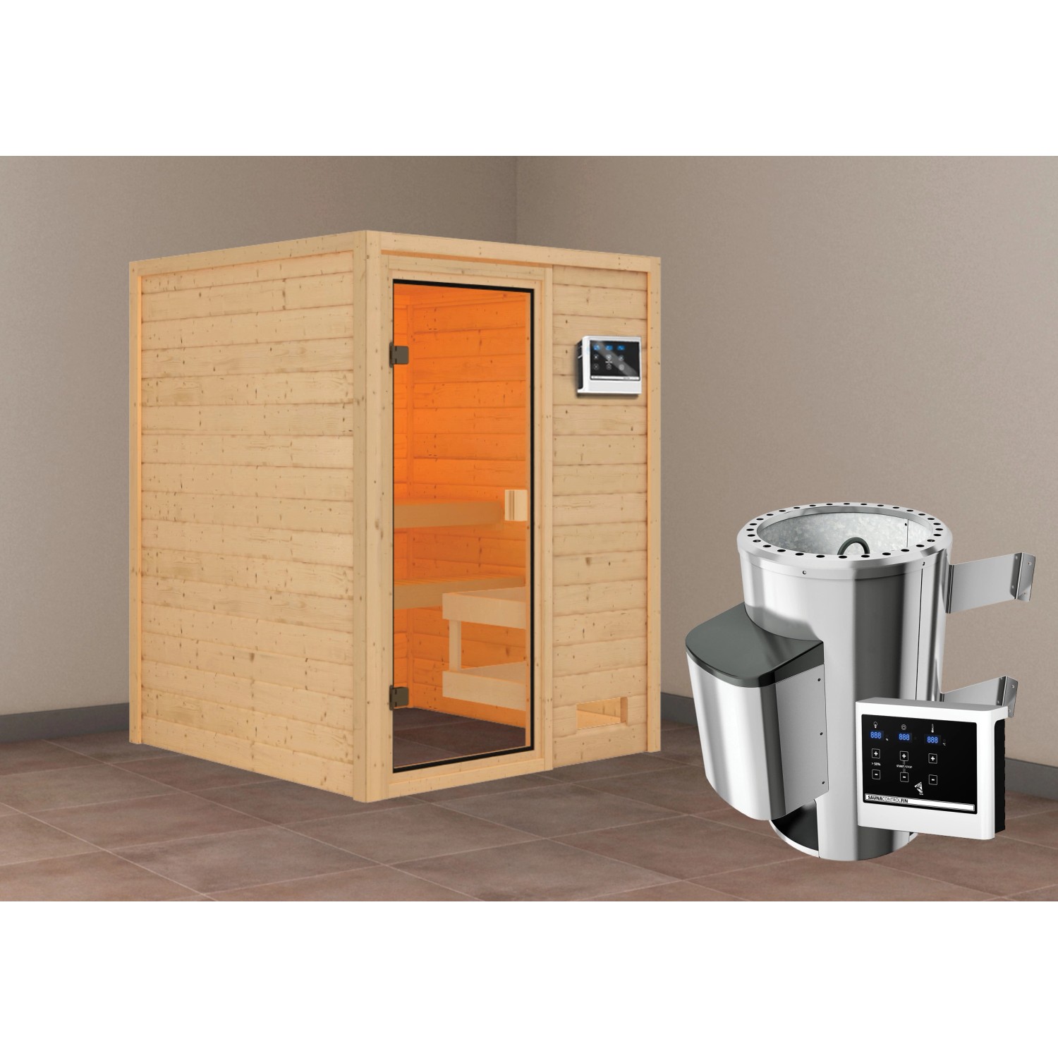 Karibu Sauna Sandra mit Ofen externe Stg.Natur Karibu Sauna Sandra mit Ofen externe Stg.Natur von Karibu