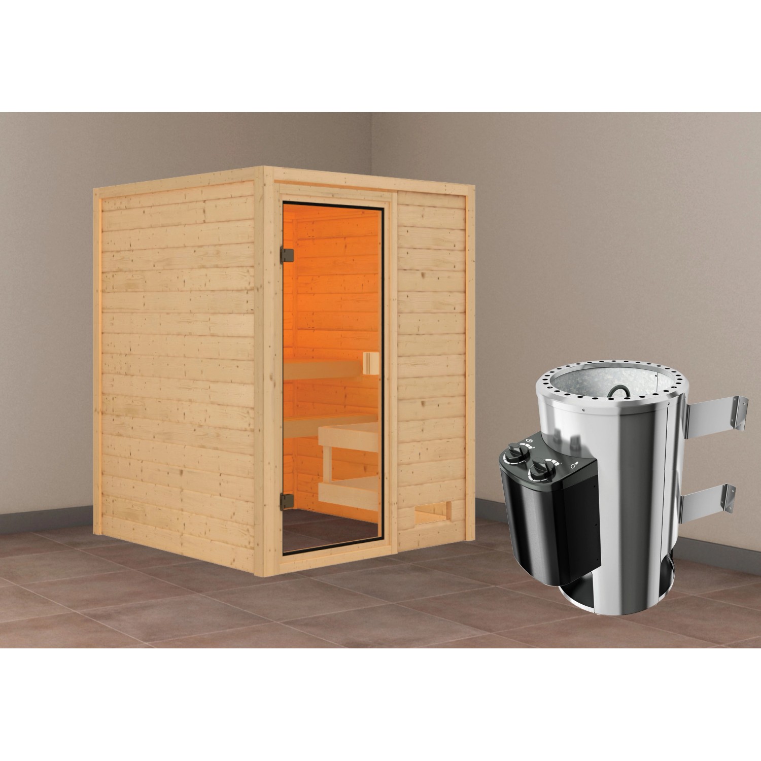 Karibu Sauna Sandra mit Ofen intergrierte Stg.Natur Karibu Sauna Sandra mit Ofen intergrierte Stg.Natur von Karibu