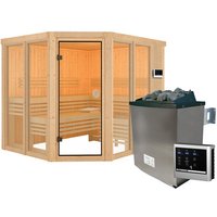 Karibu Sauna »Scarlett 3« im Set mit 9-kW-Ofen und finnischer Steuerung von Karibu