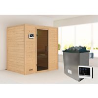 Karibu Sauna ""Sonja" mit graphitfarbener Tür Ofen 9 KW externe Strg modern" von Karibu