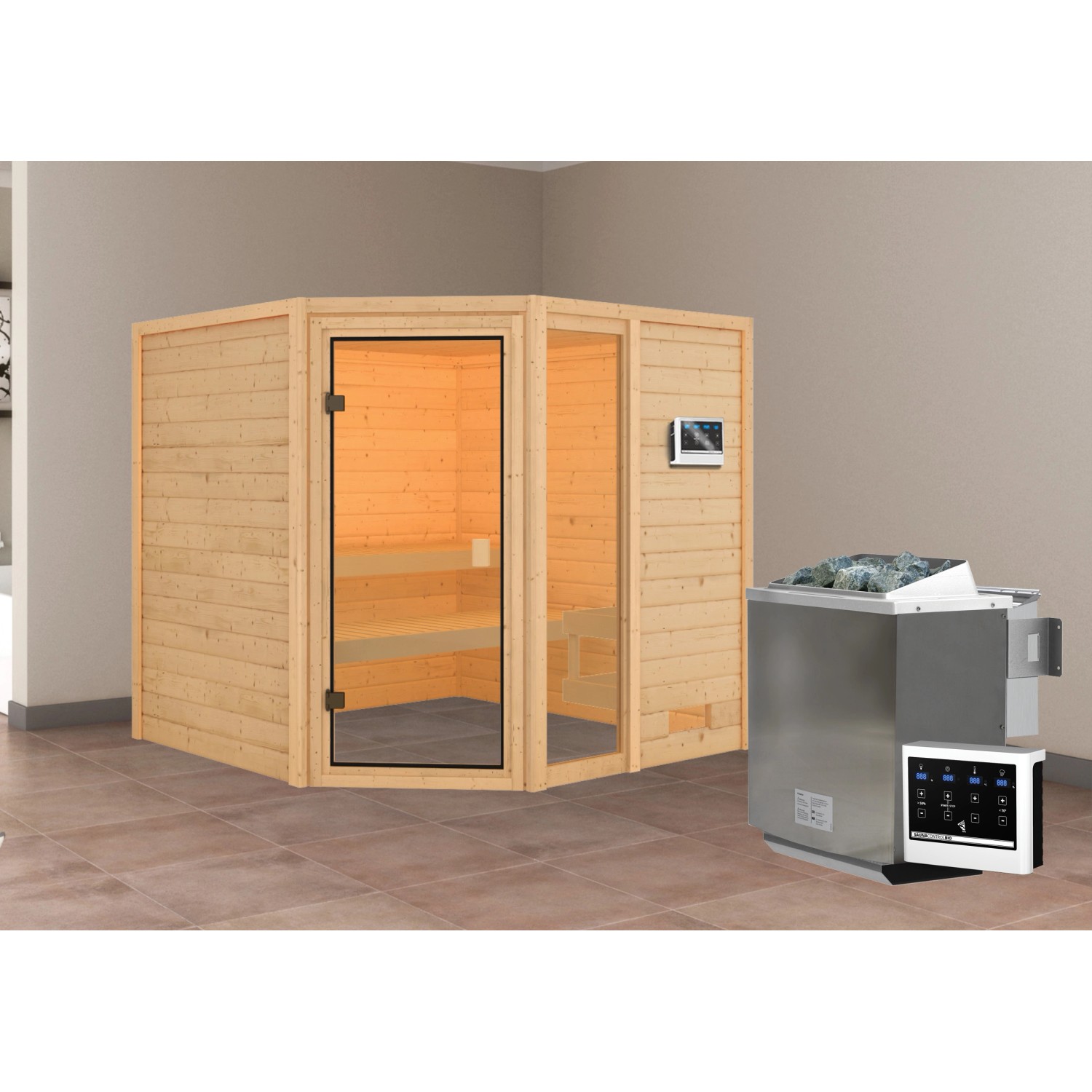 Karibu Sauna Tabea mit Bio-Ofen externe Stg.Natur Karibu Sauna Tabea mit Bio-Ofen externe Stg.Natur von Karibu