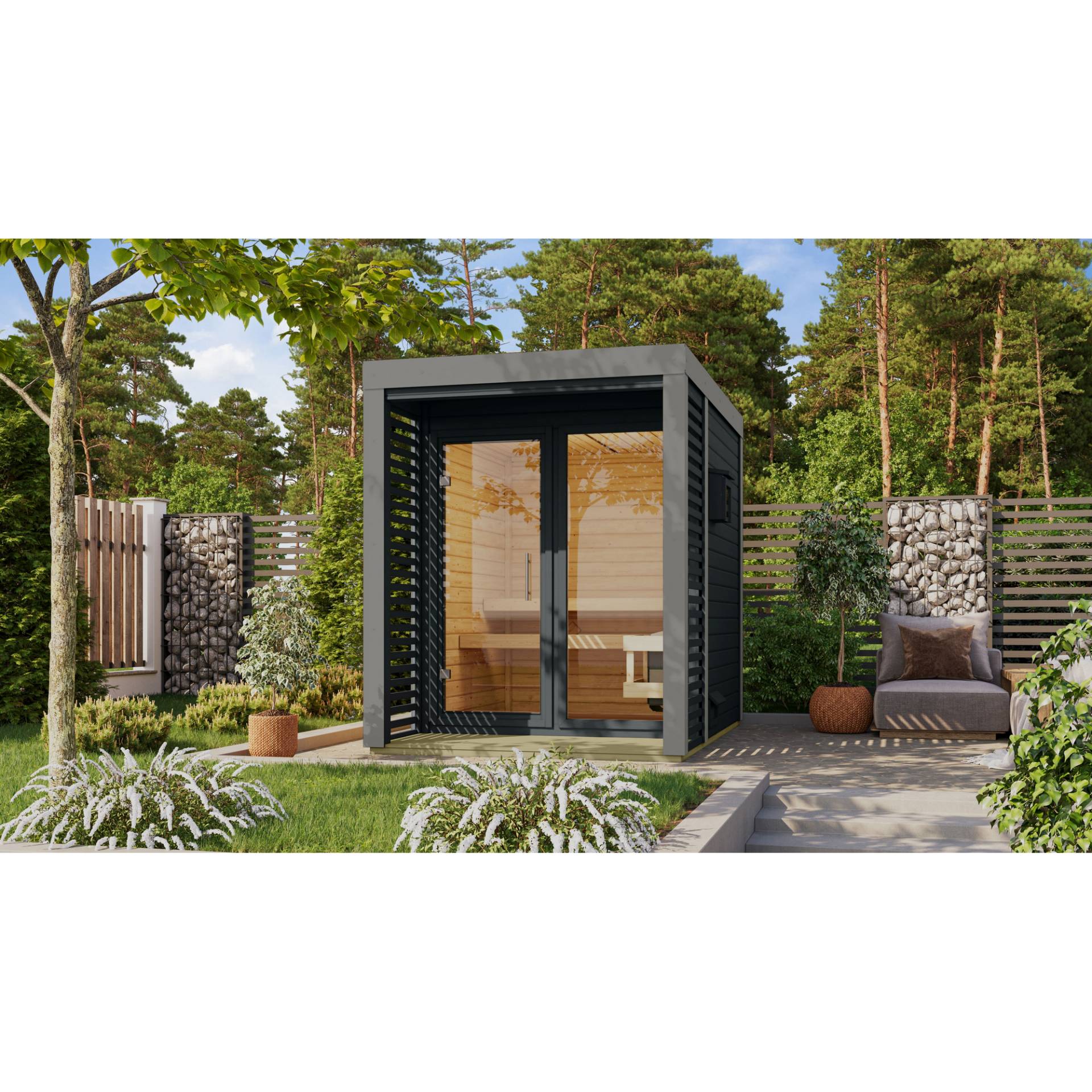 Karibu Saunahaus 'Aressa 1' anthrazit / graualuminium Ofen 9 kW Bio externe Steuerung 191 x 231,5 x 276 cm Karibu Saunahaus 'Aressa 1' anthrazit / graualuminium Ofen 9 kW Bio externe Steuerung 191 x 231,5 x 276 cm von Karibu