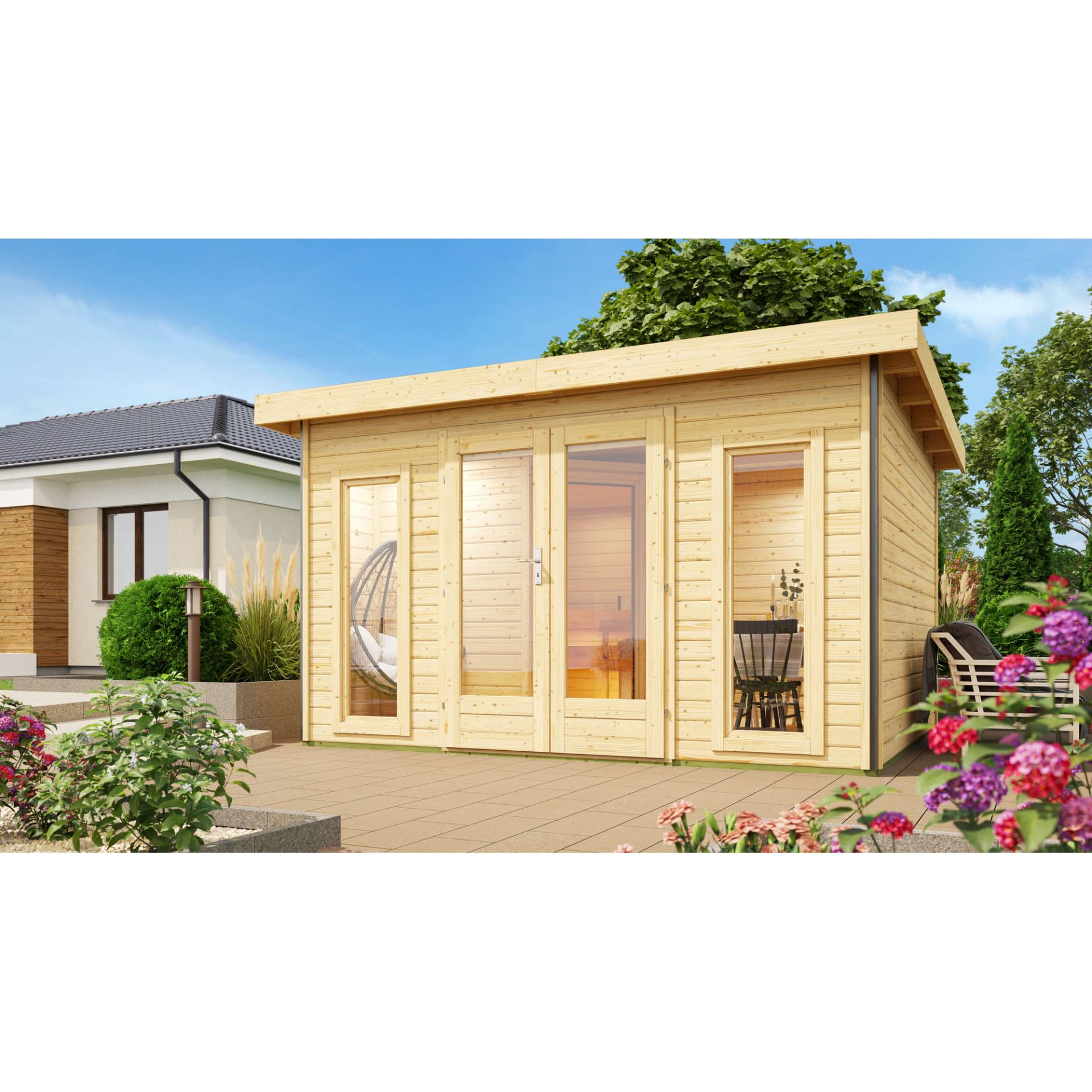 Karibu Saunahaus 'Francisco 2' B naturbelassen 9 kW Ofen externe Steuerung 369 x 309 x 229 cm Karibu Saunahaus 'Francisco 2' B naturbelassen 9 kW Ofen externe Steuerung 369 x 309 x 229 cm von Karibu