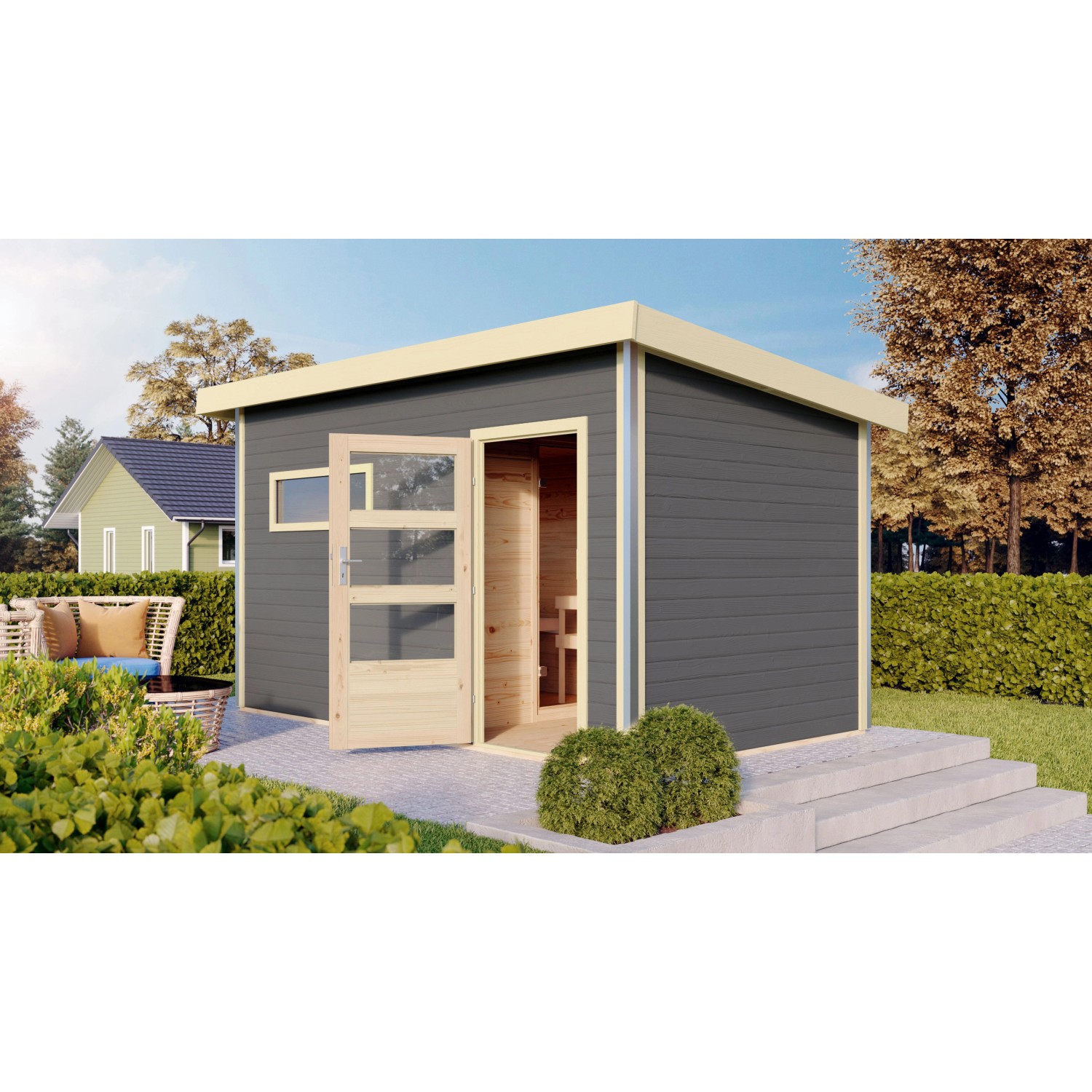 Karibu Saunahaus Hendrik 3 mit Bio-Ofen 9kW und externe Steuerung Easy Karibu Saunahaus Hendrik 3 mit Bio-Ofen 9kW und externe Steuerung Easy von Karibu
