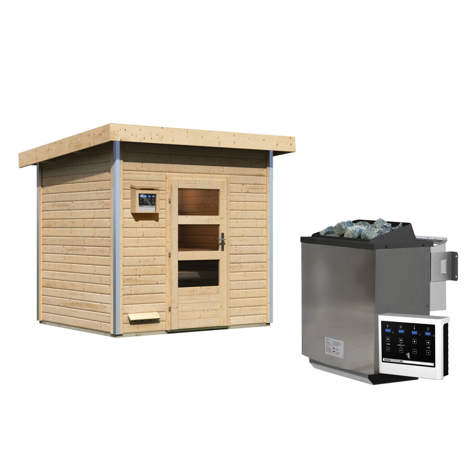 Karibu Saunahaus 'Norge' natur 9 kW Bio-Ofen, Steuerung Easy 231 x 196 x 238 cm Karibu Saunahaus 'Norge' natur 9 kW Bio-Ofen, Steuerung Easy 231 x 196 x 238 cm von Karibu