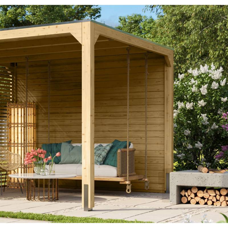 Karibu Seitenwand naturfarben 295 x 235 cm für Pavillon 'Cubus' von Karibu