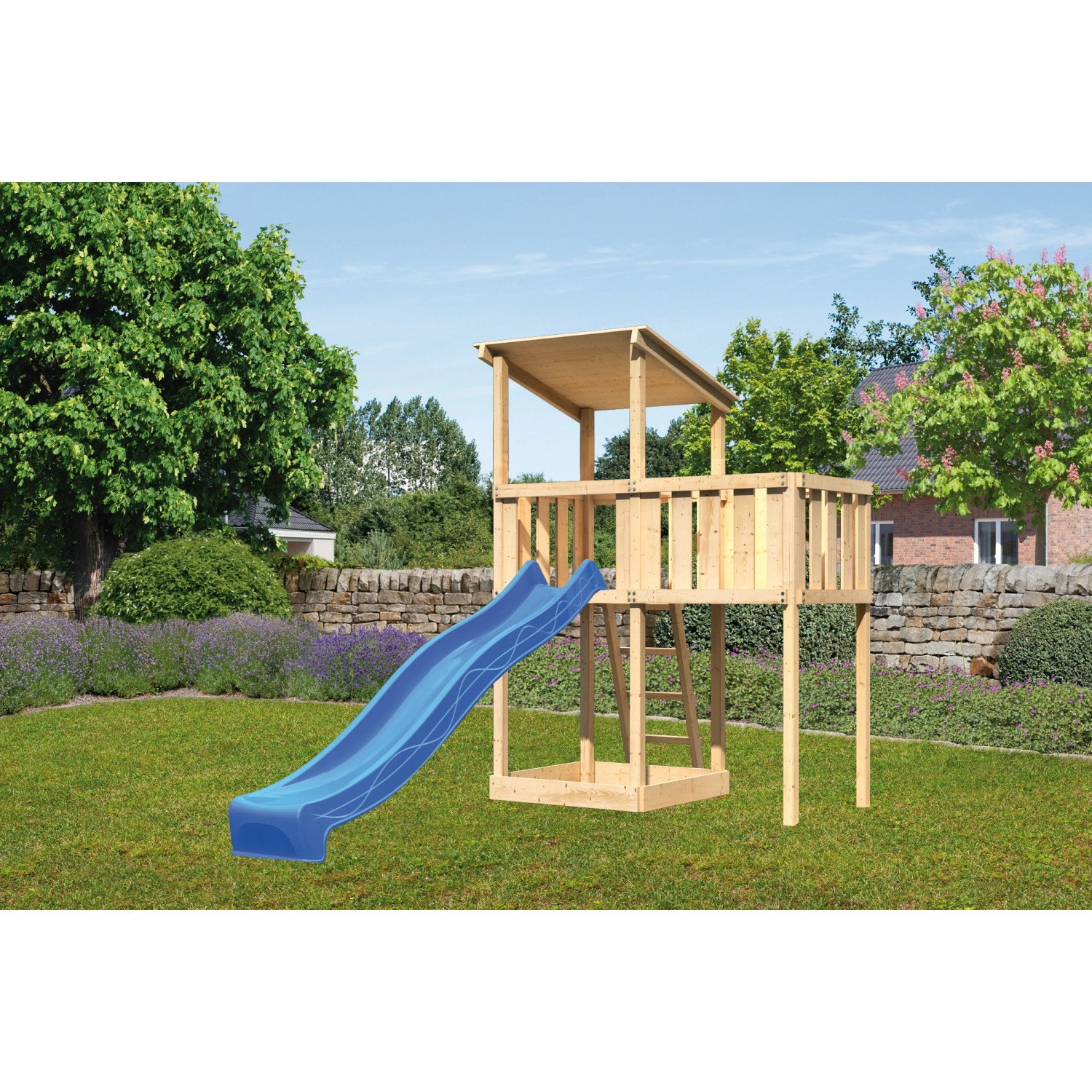Karibu Spielturm Anna Satteldach Anbauplattform Rutsche Blau Karibu Spielturm Anna Satteldach Anbauplattform Rutsche Blau von Karibu
