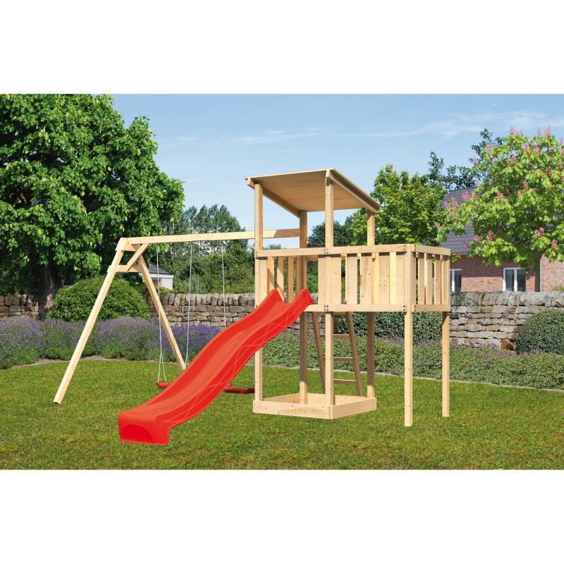Karibu Spielturm 'Anna' naturbelassene nordische Fichte 107 x 270 x 107 cm von Karibu