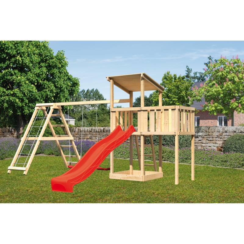 Karibu Spielturm 'Anna' naturbelassene nordische Fichte 107 x 270 x 107 cm von Karibu