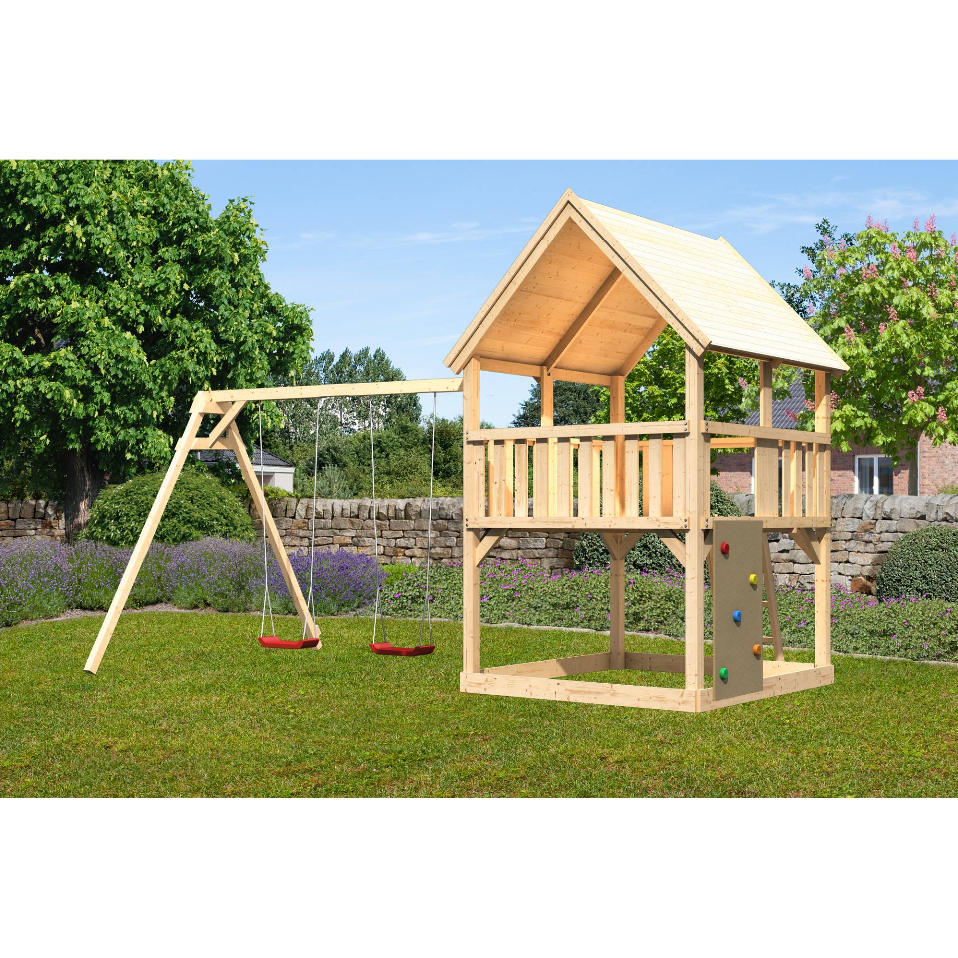 Karibu Spielturm 'Luis' naturbelassene nordische Fichte 200 x 345 x 200 cm Karibu Spielturm 'Luis' naturbelassene nordische Fichte 200 x 345 x 200 cm von Karibu