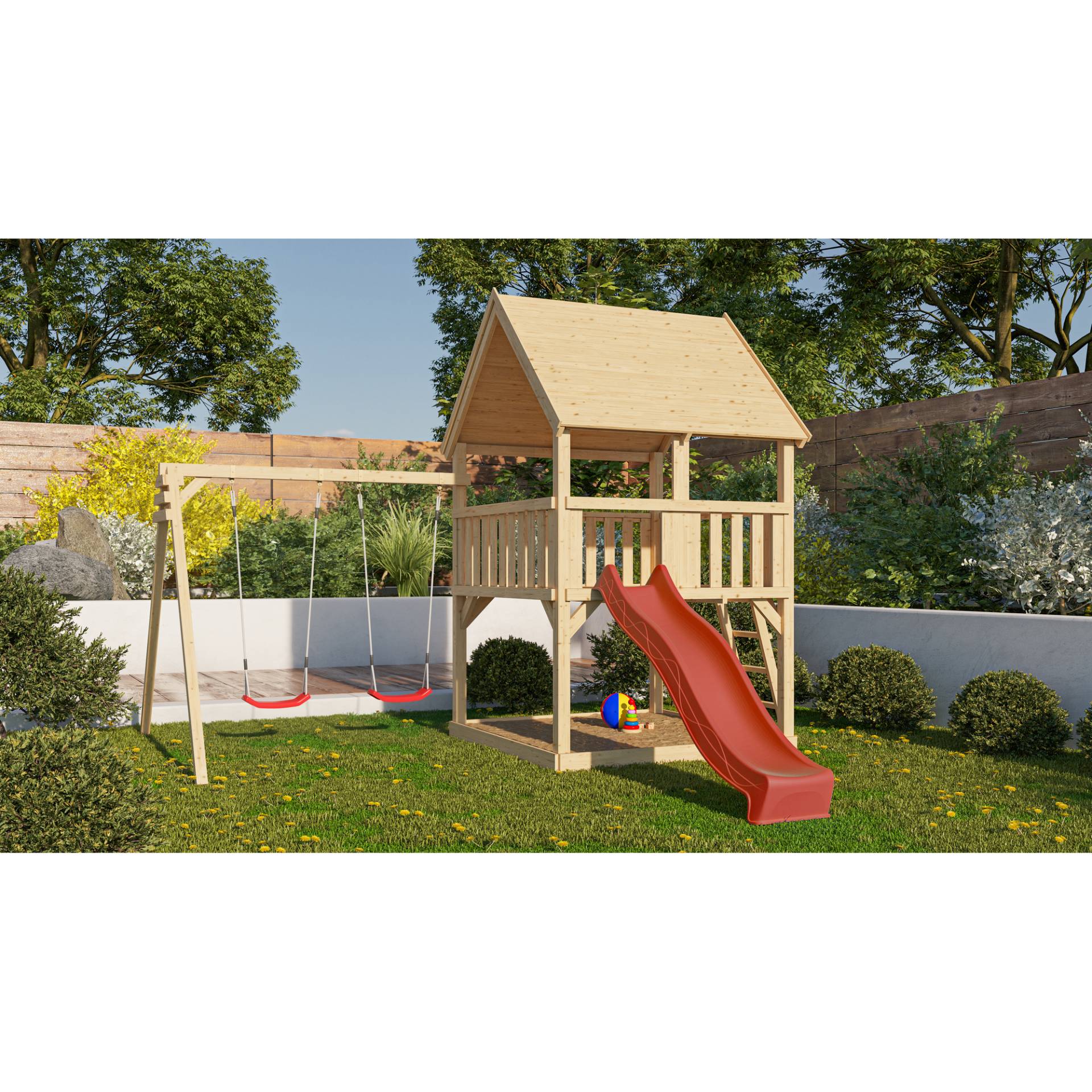 Karibu Spielturm 'Luis' naturbelassene nordische Fichte 440 x 345 x 264 cm Karibu Spielturm 'Luis' naturbelassene nordische Fichte 440 x 345 x 264 cm von Karibu