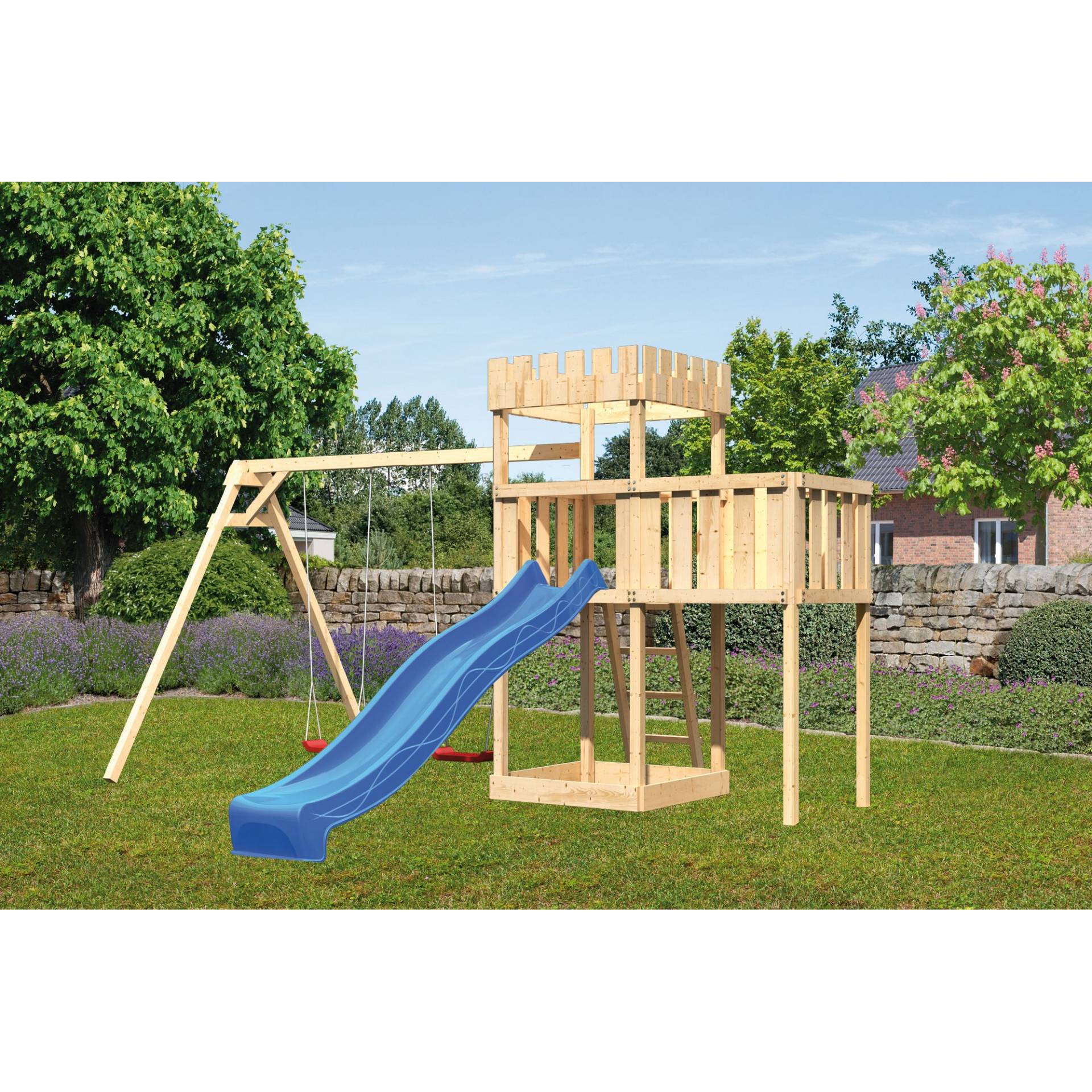 Karibu Spielturm 'Ritterburg Löwenherz' naturbelassene nordische Fichte 107 x 259,5 x 107 cm Karibu Spielturm 'Ritterburg Löwenherz' naturbelassene nordische Fichte 107 x 259,5 x 107 cm von Karibu