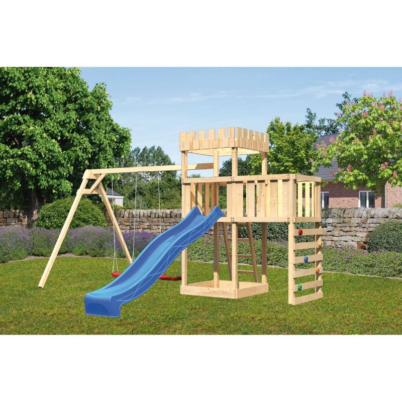 Karibu Spielturm 'Ritterburg Löwenherz' naturbelassene nordische Fichte 107 x 259,5 x 107 cm von Karibu