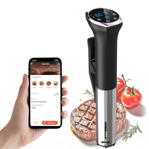 Karinear Sous Vide Garer Stick | APP-Steuerung | WIF (2.4G) | 1400W Sous-Vide Stick | 10-90°C, 1-99 Min. Timer | 360° Zirkulation | Suvide Garer stick von Karinear