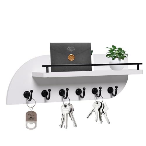 Karisky Metallischer Wandorganizer mit Floating Shelf und 6 stabilen Metallhaken, Schlüsselhalter, Postaufbewahrung, Schlüssel, Brief, KleinAccessorien, Modern, Weiß und Schwarz, 14.4 x 3.4 x 4.8 cm Karisky Metallischer Wandorganizer mit Floating Shelf und 6 stabilen Metallhaken, Schlüsselhalter, Postaufbewahrung, Schlüssel, Brief, KleinAccessorien, Modern, Weiß und Schwarz, 14.4 x 3.4 x 4.8 cm von Karisky