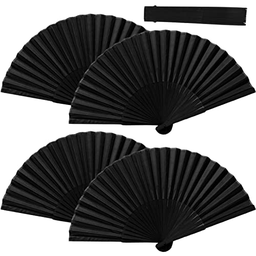 4 Stück schwarzer faltbarer Handfächer Handfächer Handventilator Faltbarer chinesischer Fächer Handfächer aus Bambus Seidenstoff Handfächer Handfächer aus Stoff Handfächer chinesischer Fächer aus 4 Stück schwarzer faltbarer Handfächer Handfächer Handventilator Faltbarer chinesischer Fächer Handfächer aus Bambus Seidenstoff Handfächer Handfächer aus Stoff Handfächer chinesischer Fächer aus von Karjiaja